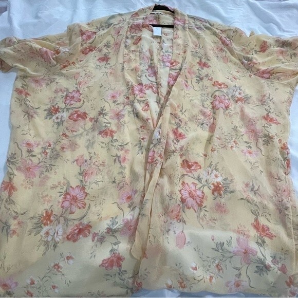 NWT American Eagle AEO Floral Kimono Duster One Size Yellow - Picture 5 of 8